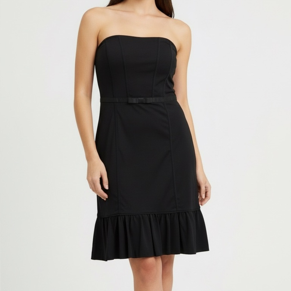 🆕 White House Black Market Black Strapless Dress, New with Tags, Size Large